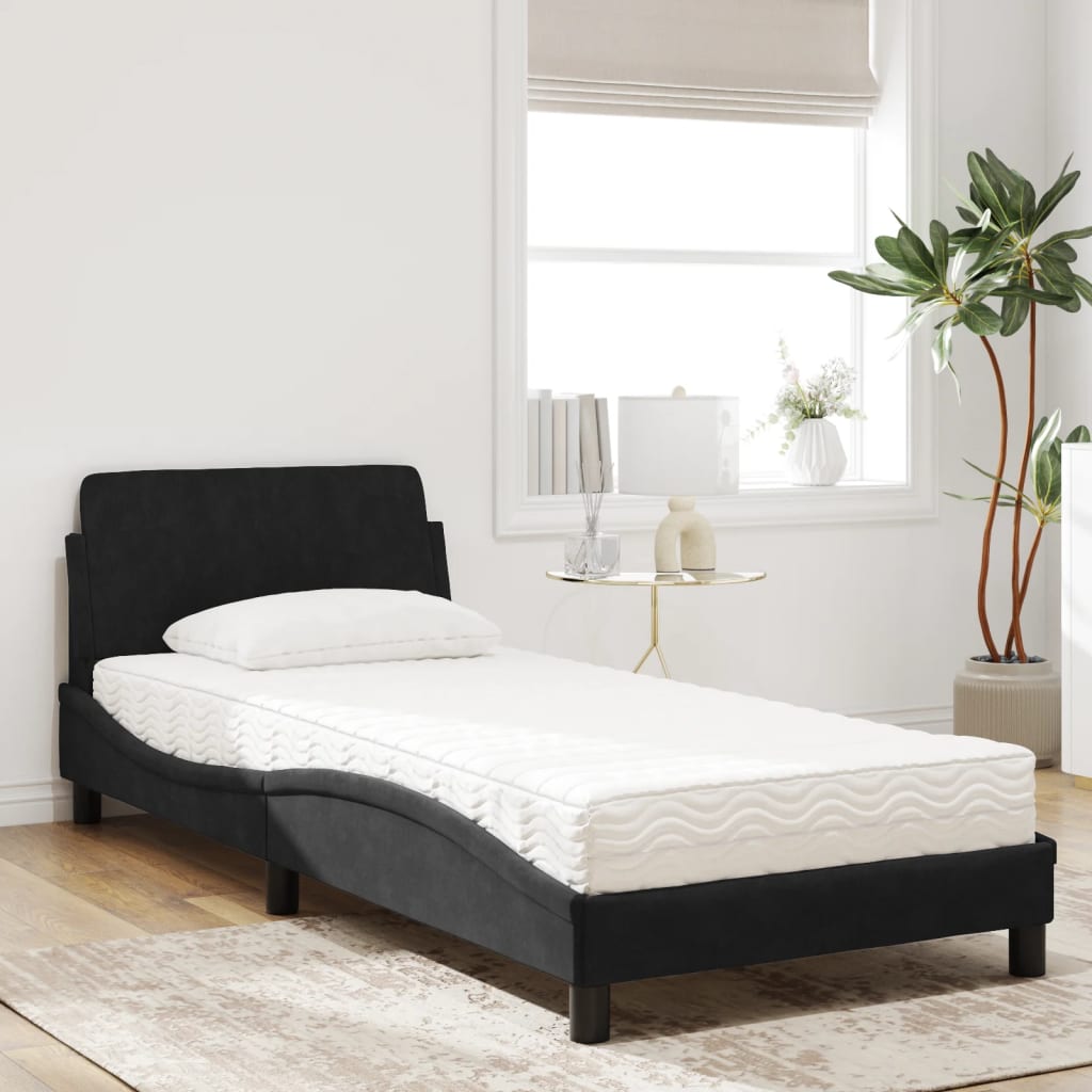 Bett mit Matratze "Dover" Hellgrau 80x200 cm Samt