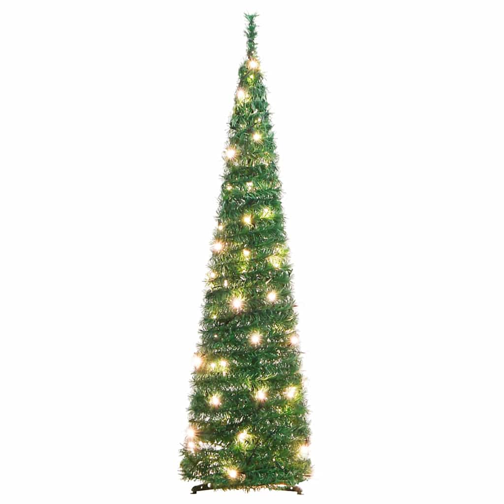 Künstlicher Pop-Up-Weihnachtsbaum mit Beleuchtung Grün 150 cm