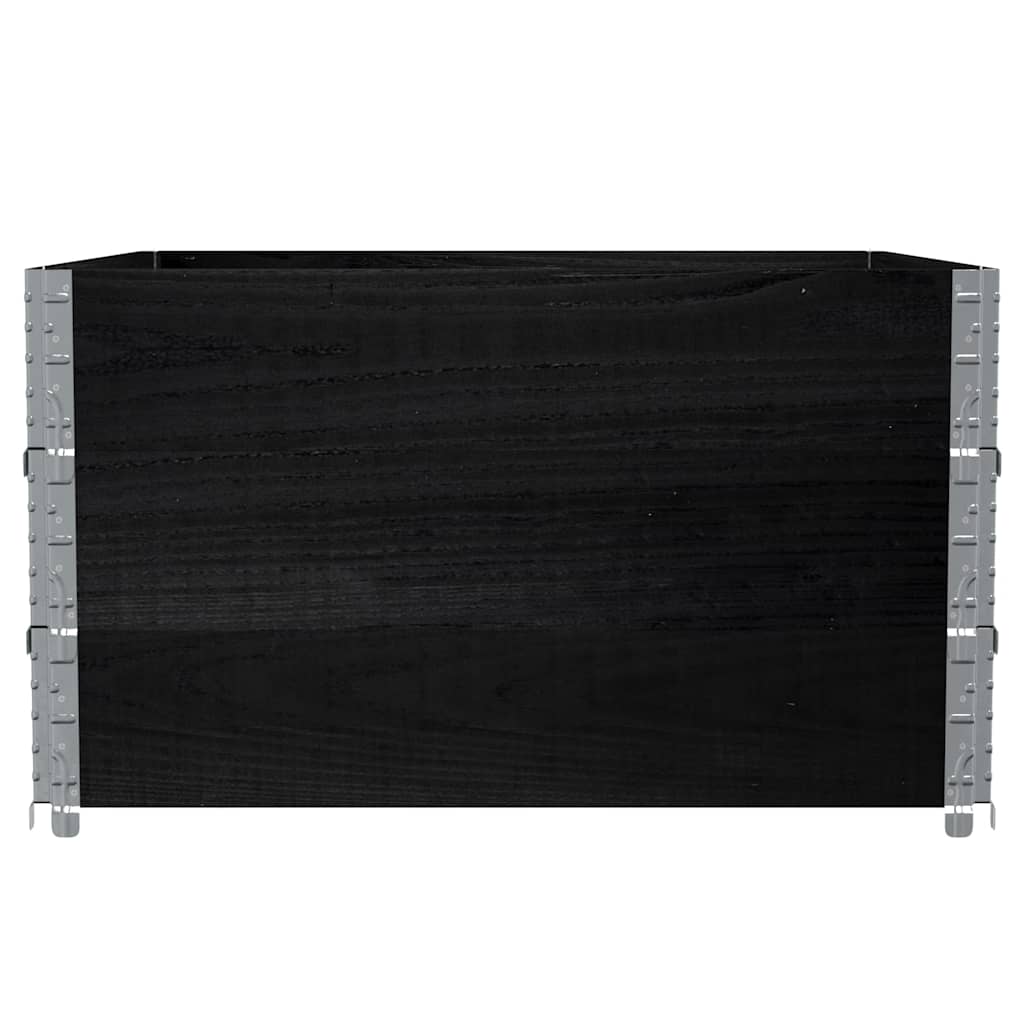 Paletten-Aufsatzrahmen Schwarz 80x60 cm Massivholz Kiefer