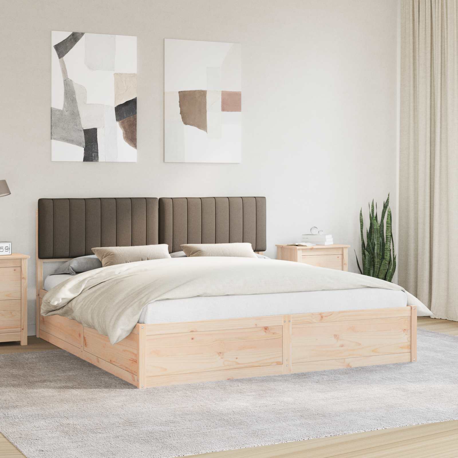 Bettgestell mit gepolstertem Kopfteil Hellgrau 200 x 200 cm