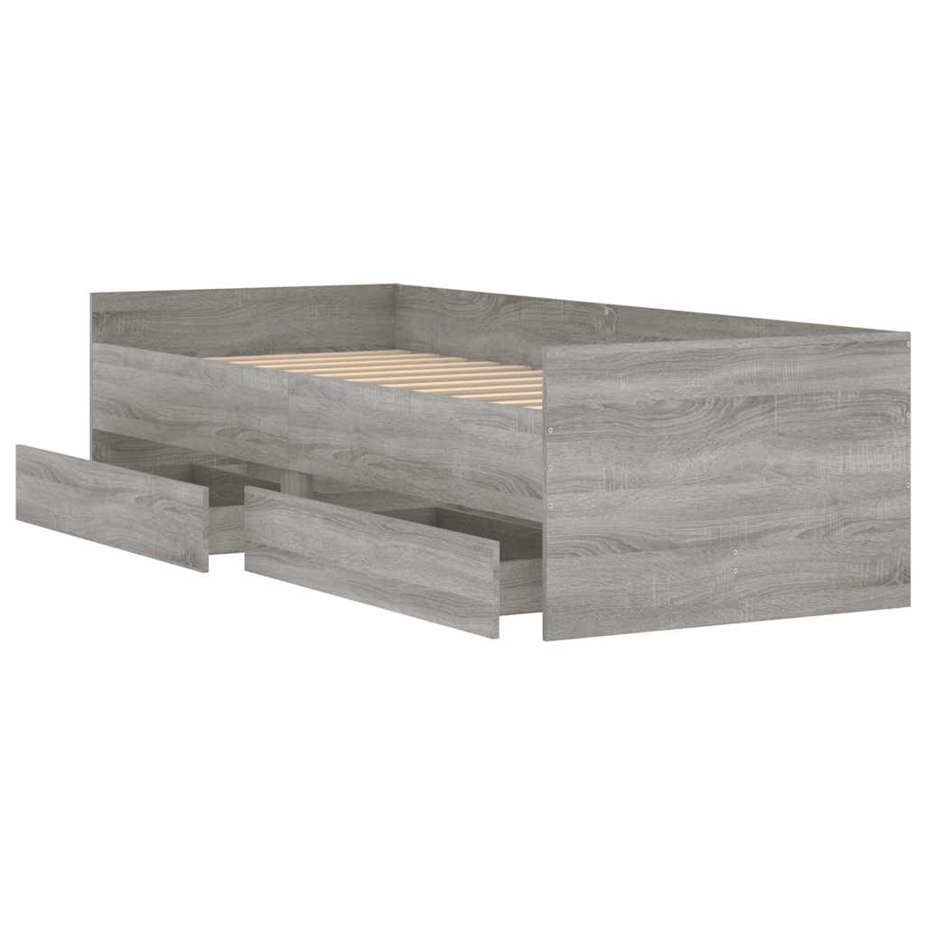 Bett mit Schubladen Braun Eiche-Optik 75x190 cm