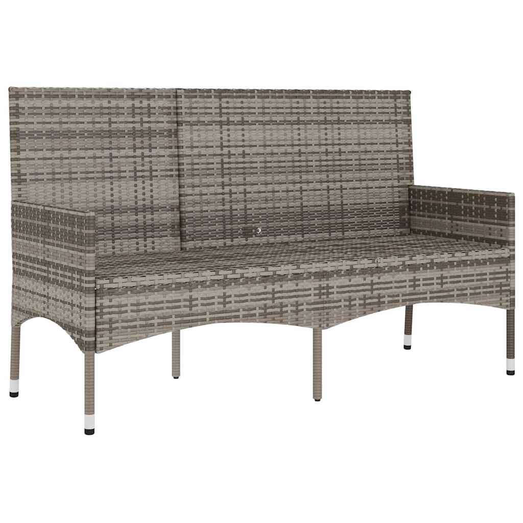 Gartenbank 3-Sitzer mit Kissen Schwarz Poly Rattan