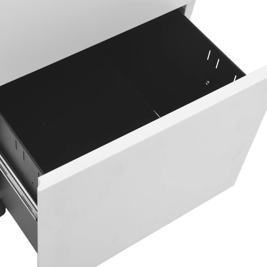 Aktenschrank mit Rollen Weiß 39x45x60 cm Stahl