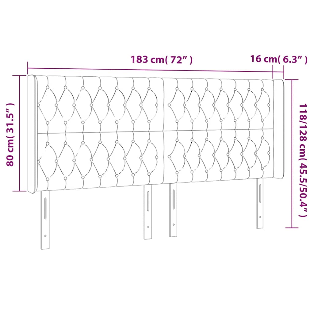 Kopfteil mit Ohren Dunkelblau 93x16x78/88 cm Samt