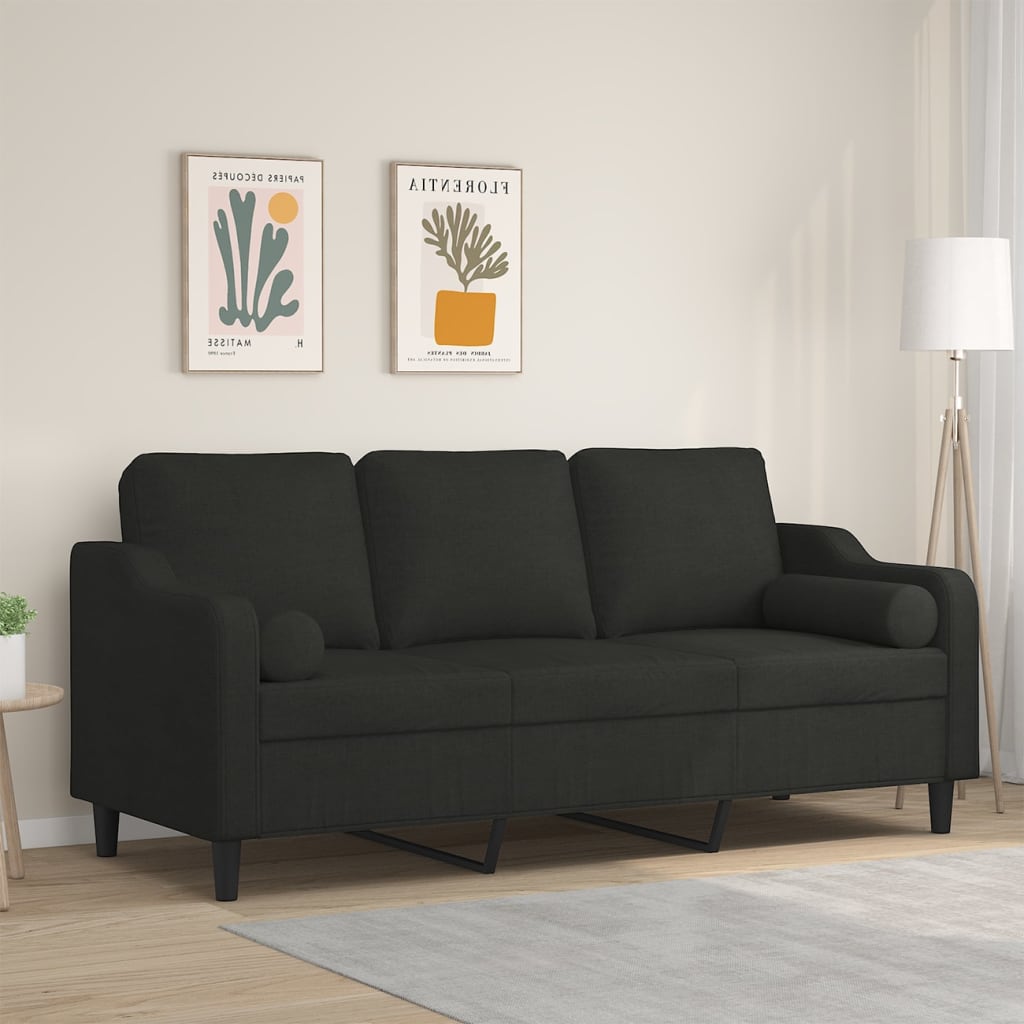 2-Sitzer-Sofa mit Zierkissen Braun 120 cm Stoff