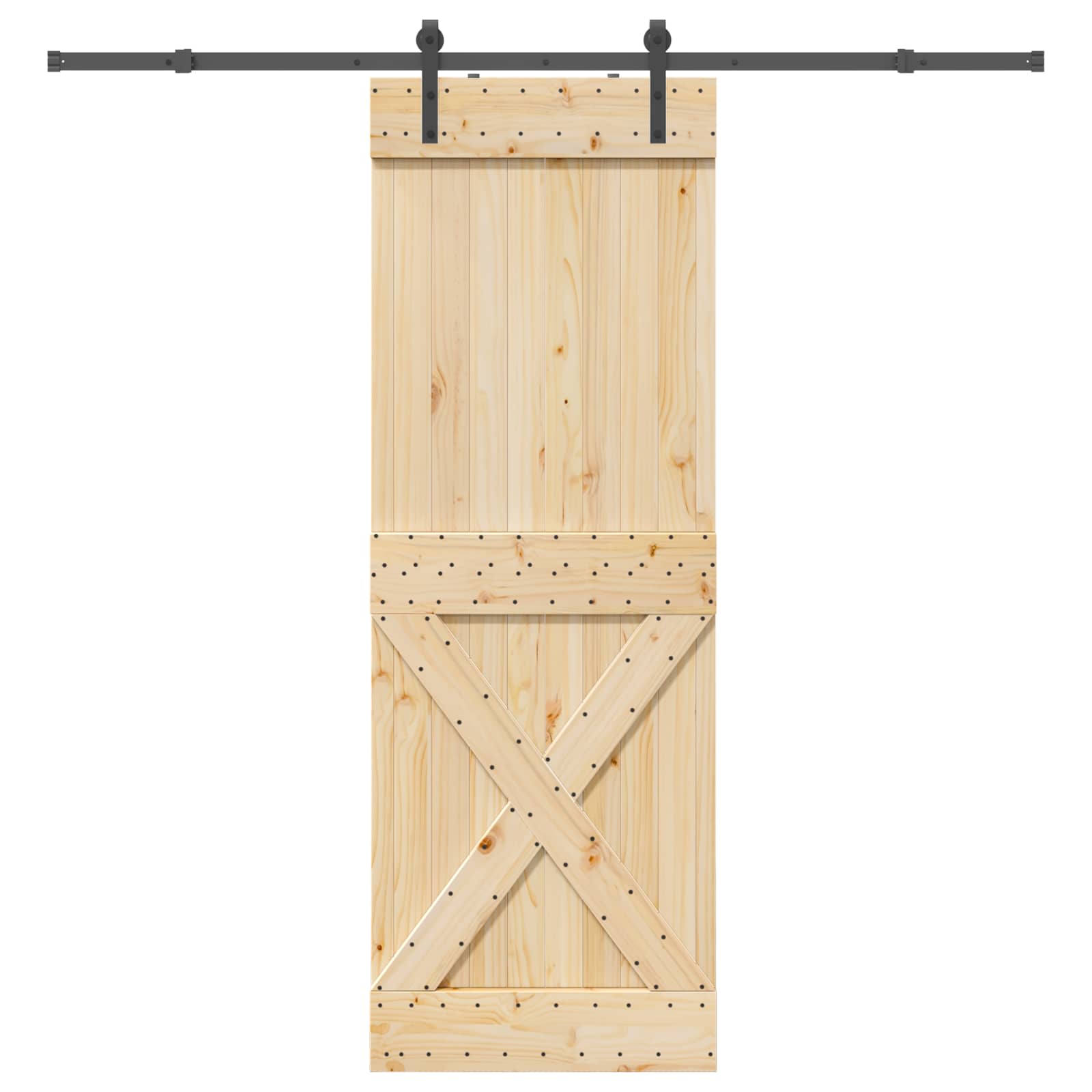 Schiebetür NARVIK Natürlich und Schwarz 70 x 210 cm (152,5 cm)