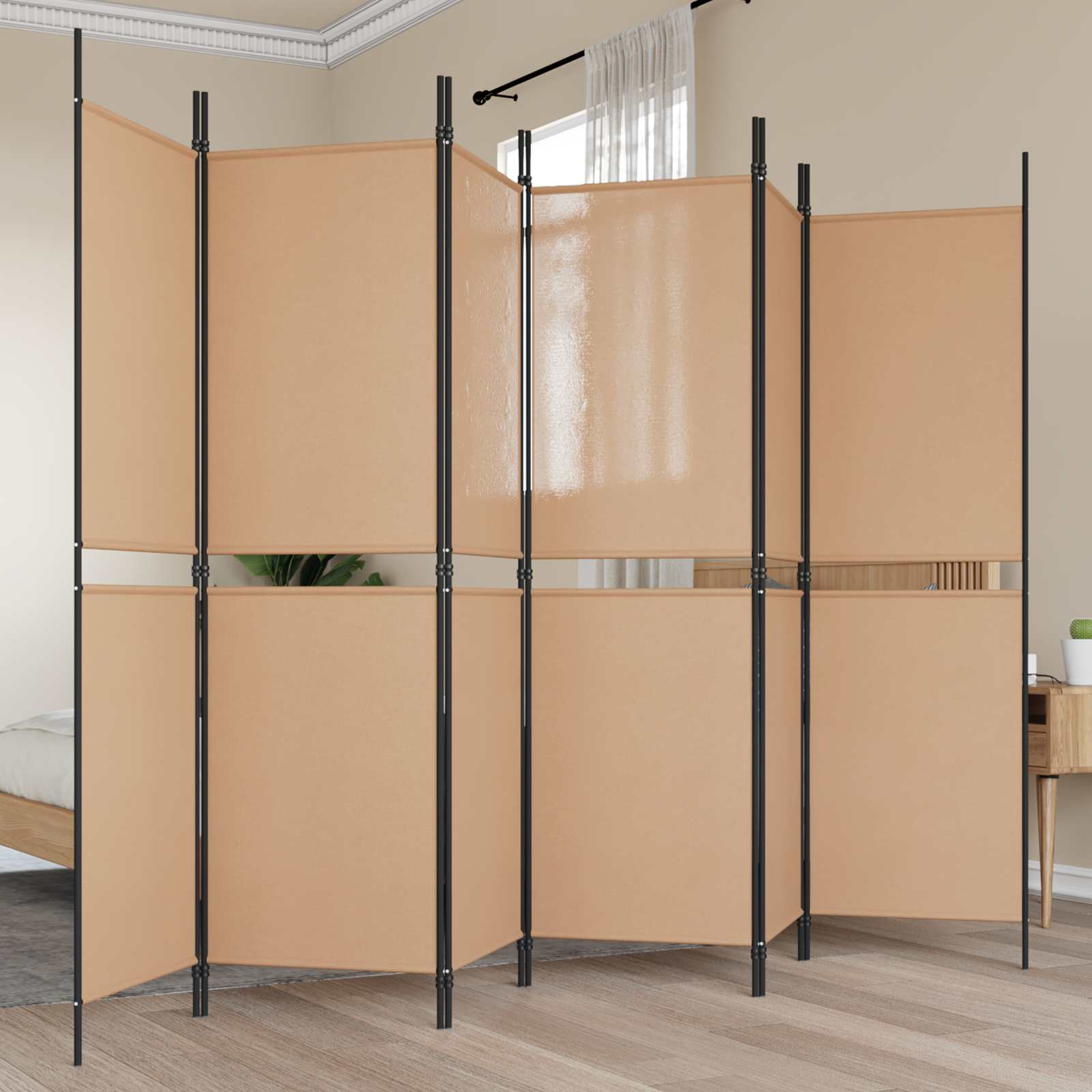 3-teiliger Raumteiler Beige 150 x 180 cm Stoff