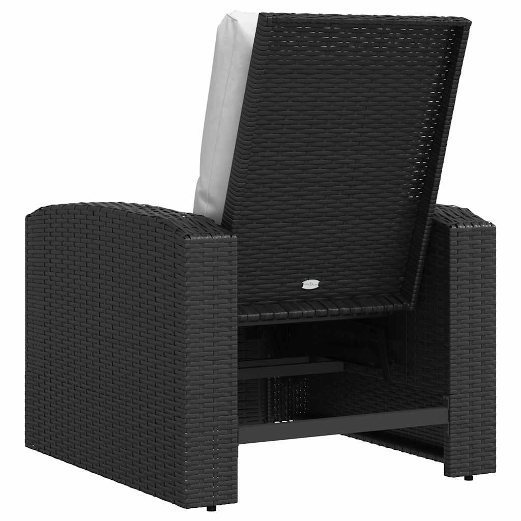 Gartensessel Verstellbar mit Kissen Hellbraun Poly Rattan