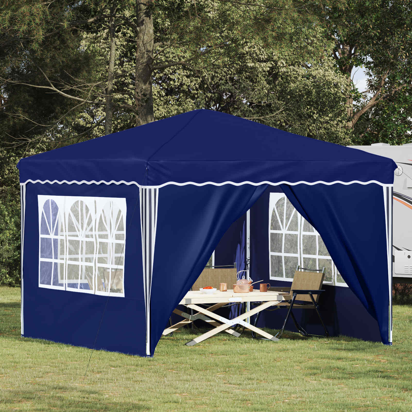 Pop-up Partyzelt 288 x 288 x 245 cm Creme Oxford-Stoff