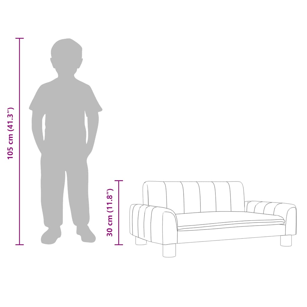 Kindersofa Creme 70x45x30 cm Stoff
