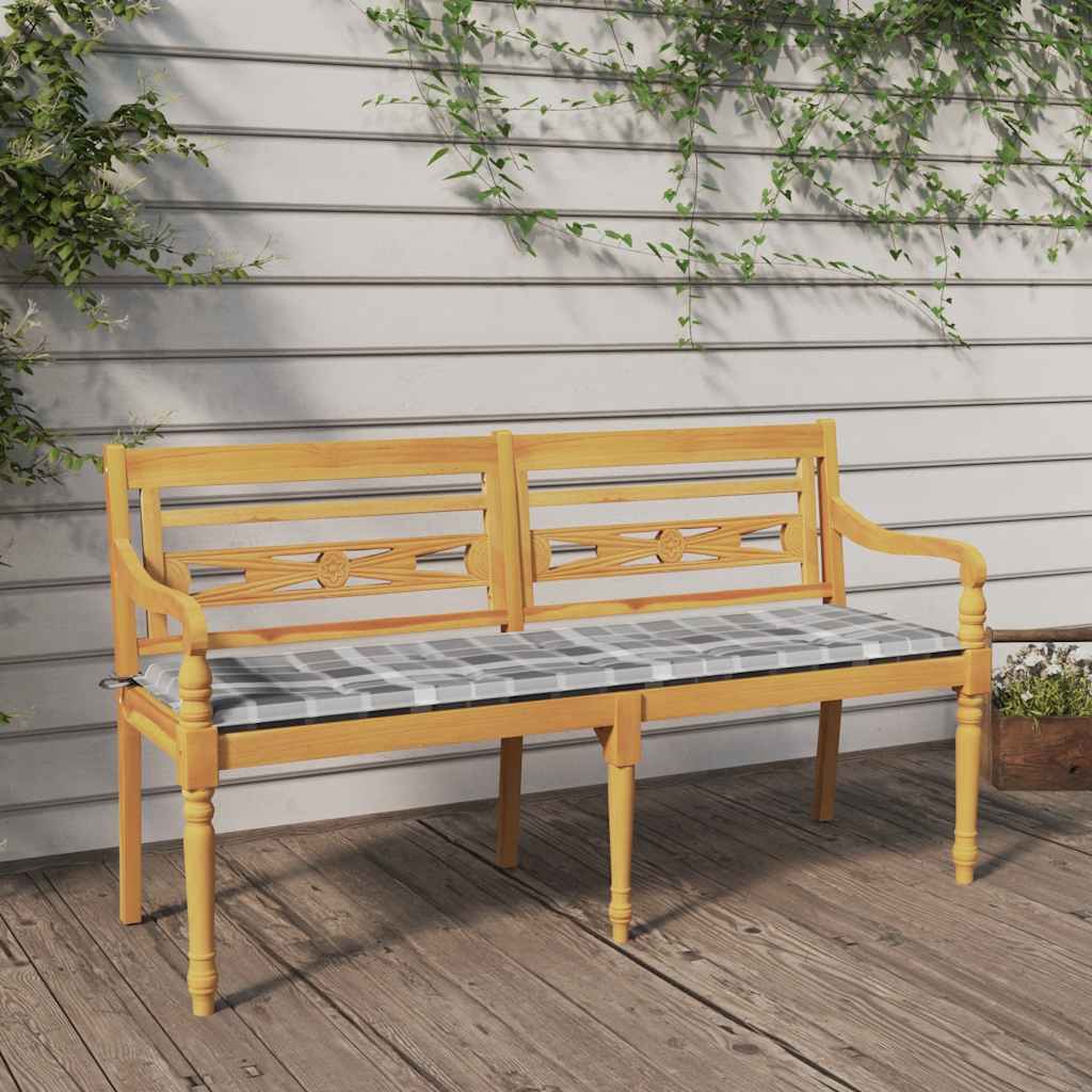 Batavia-Gartenbank mit Anthrazit Kissen 120 cm Teak Massivholz