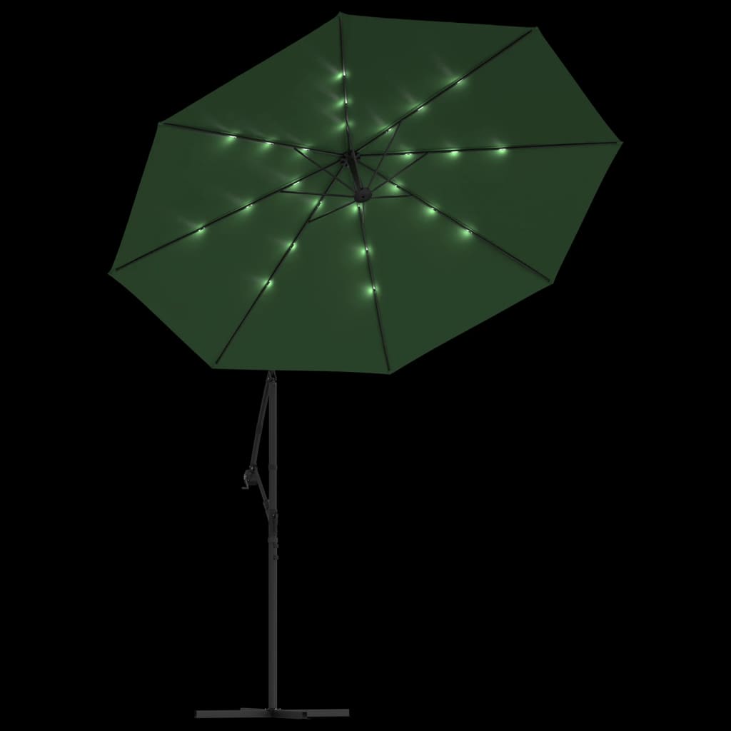 Ampelschirm mit LED-Beleuchtung und Stahl-Mast Weinrot