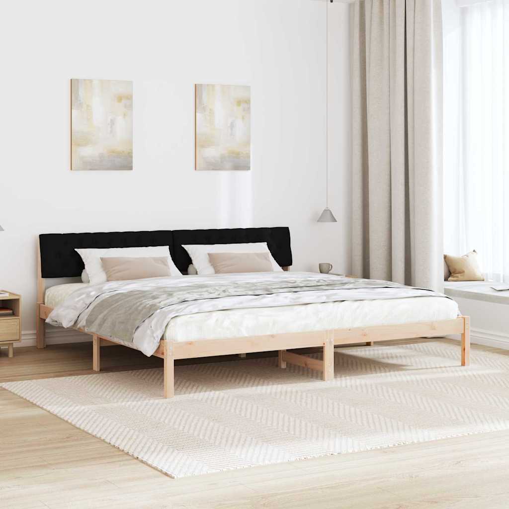 Bettgestell Braun und hellgrau 200 x 200 cm Massivholz Kiefer