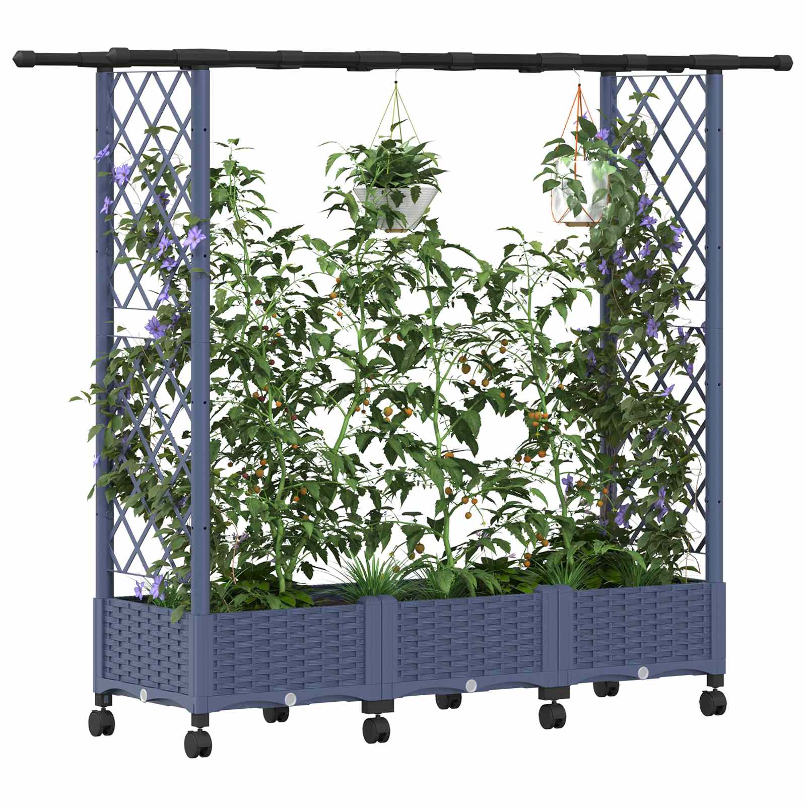 Hochbeet mit Rankgitter und Dach Braun 124 x 40 x 123 cm PP