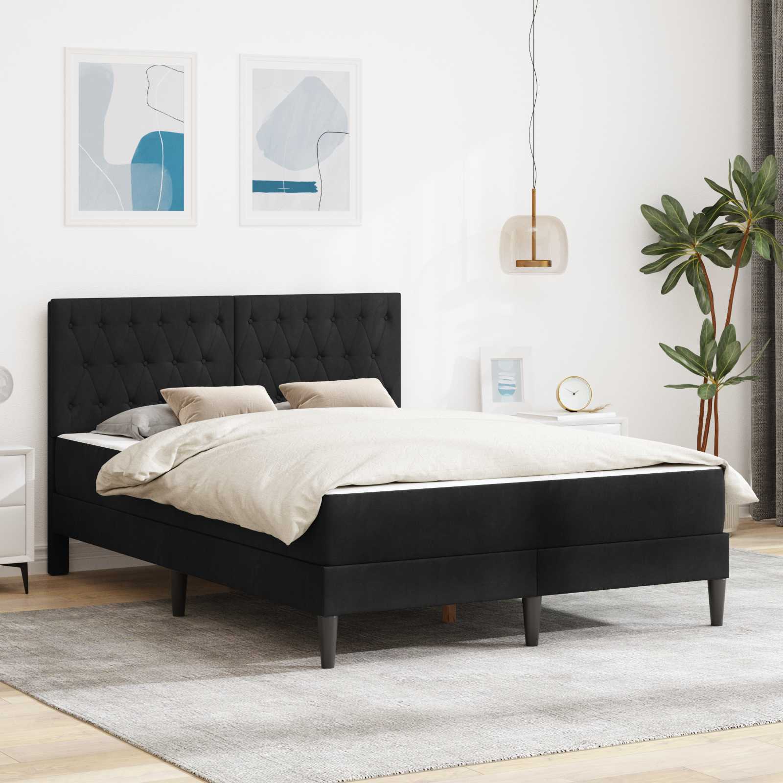 Bettgestell mit Matratze mit Kopfteil Hellgrau 80 x 200 cm Samt