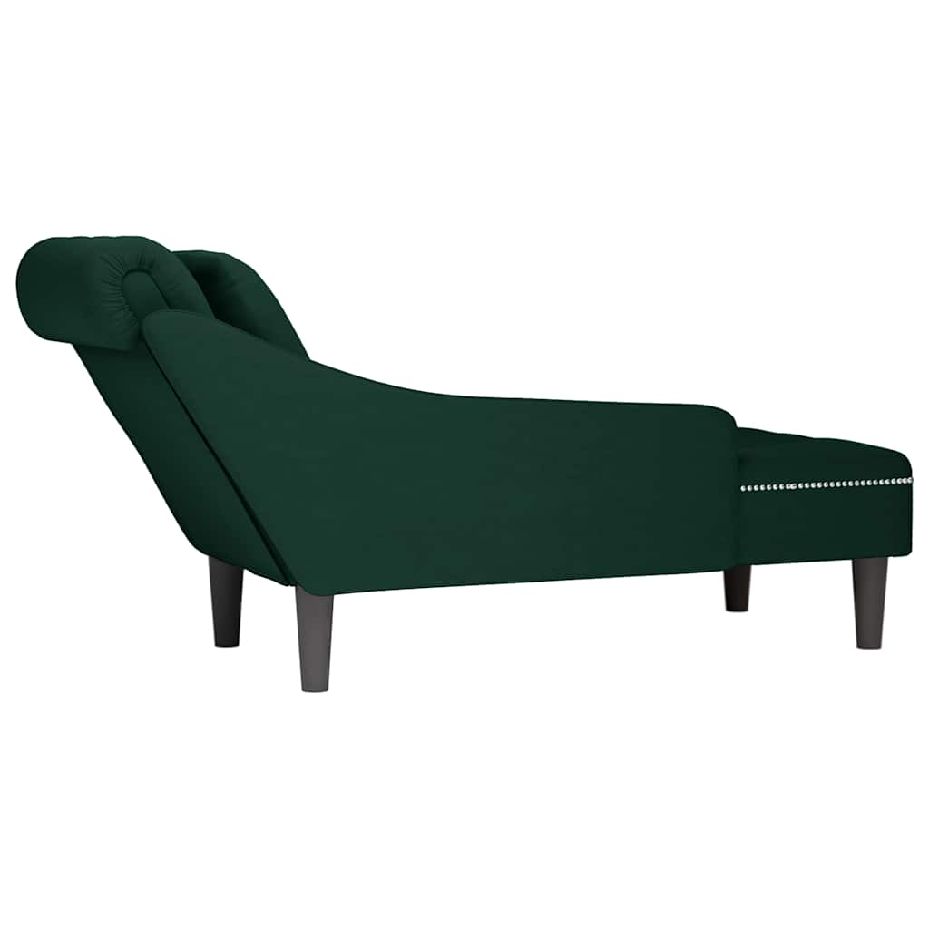 Chaiselongue mit Kissen und Rechter Armlehne Blau Samt