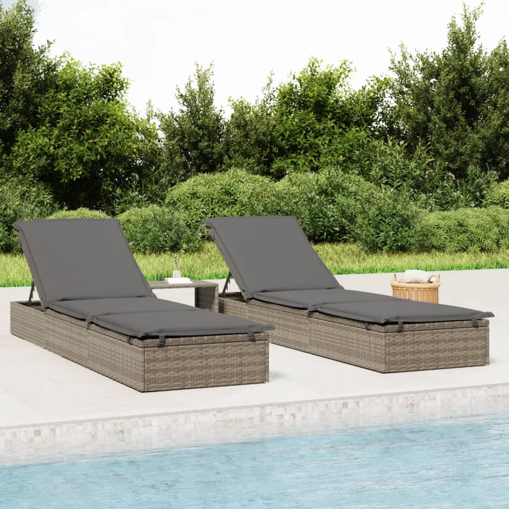 Sonnenliege 1 Stk. mit Tisch Schwarz Poly Rattan