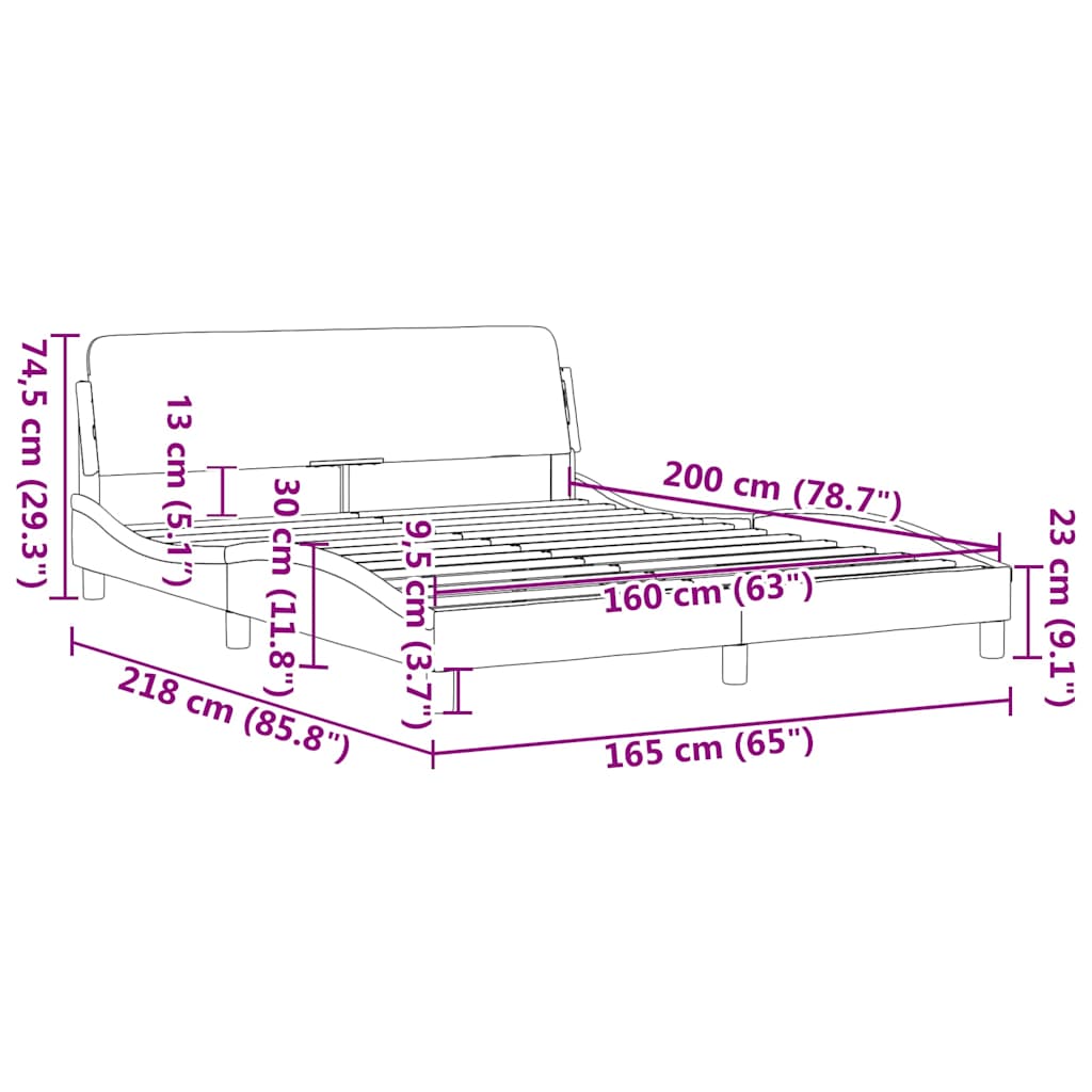 Bettgestell "Dover" Schwarz 80x200 cm Kunstleder
