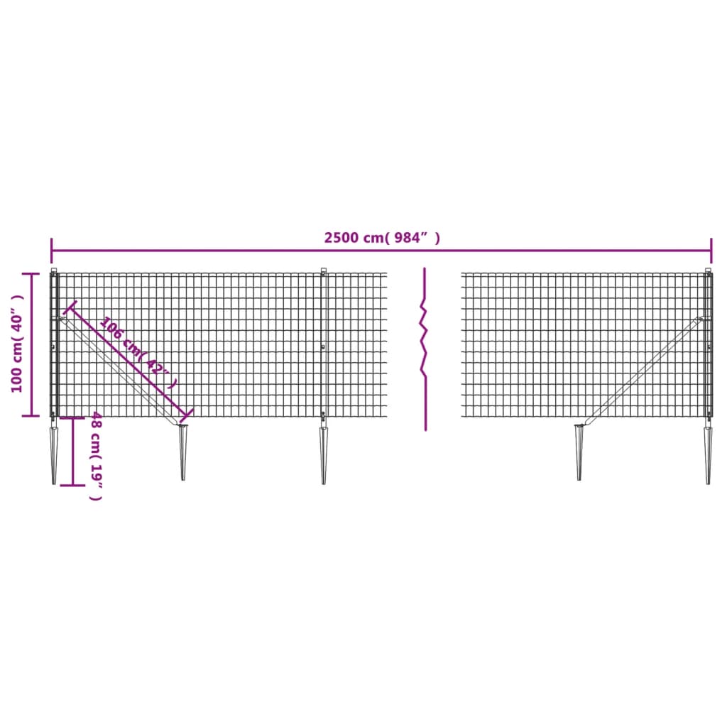 Maschendrahtzaun mit Bodenhülsen Grün 2x10 m