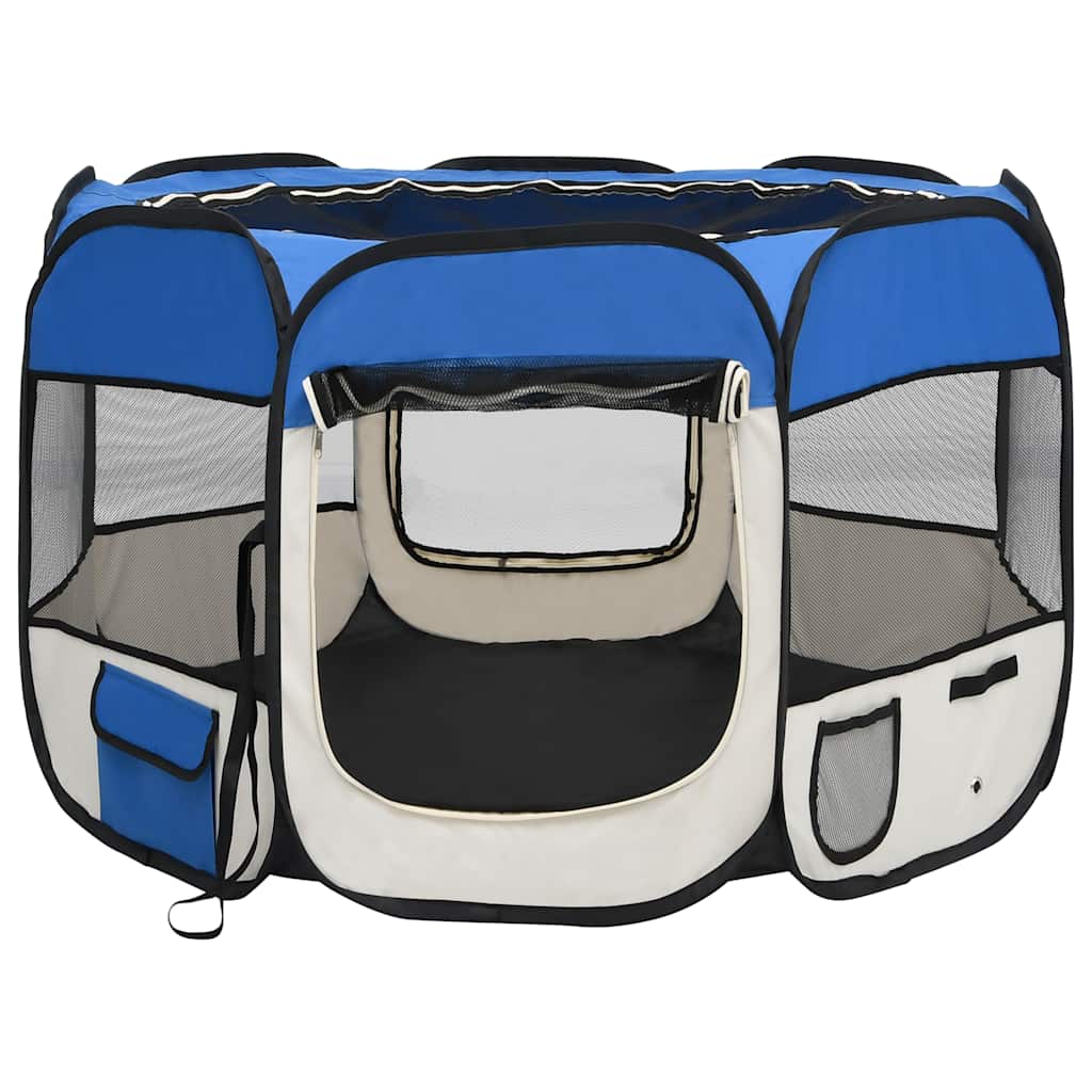Faltbarer Welpenlaufstall mit Tragetasche Schwarz 90x90x58 cm