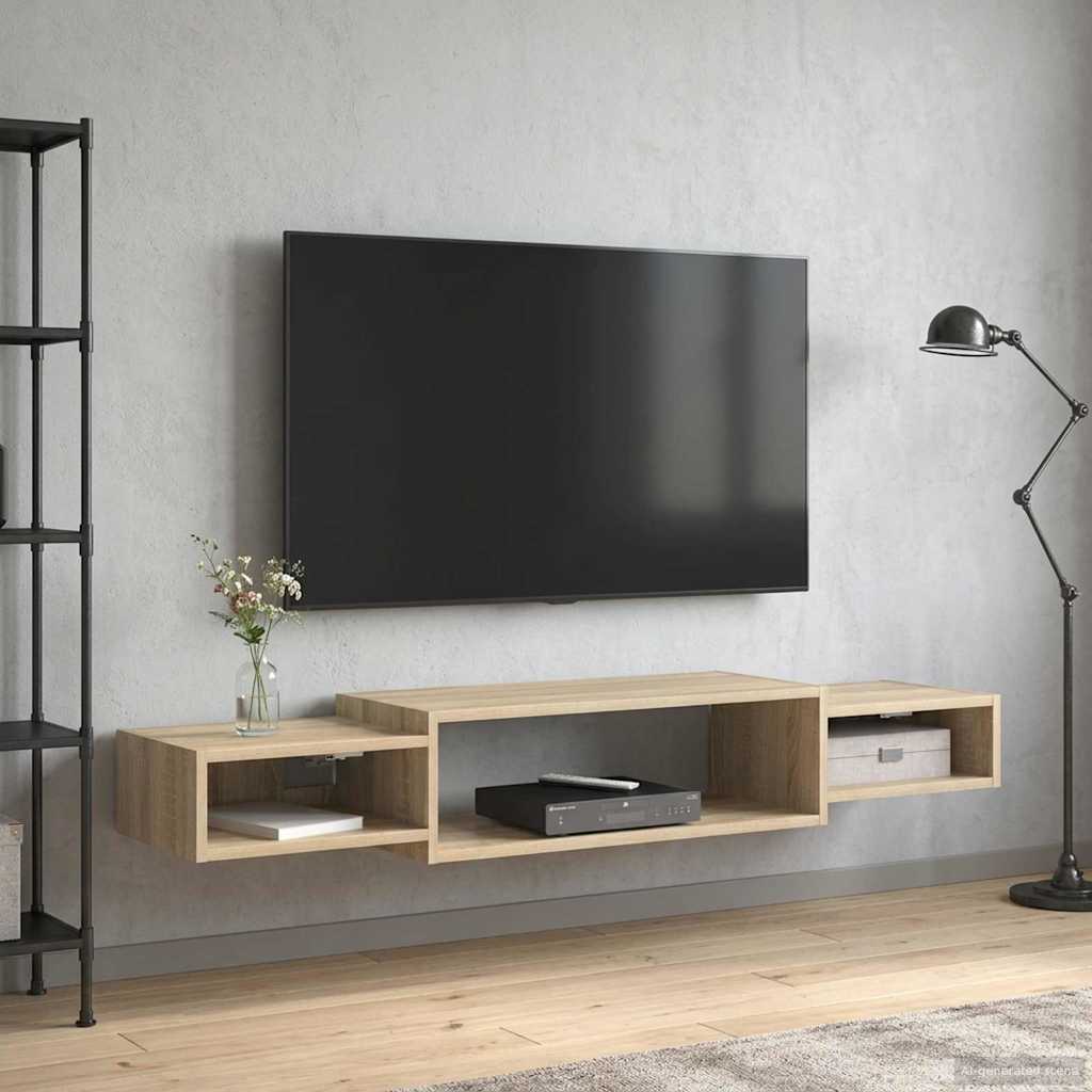 Wandmontierter TV-Schrank Wandhalterung Weiß 140 x 28 x 21 cm