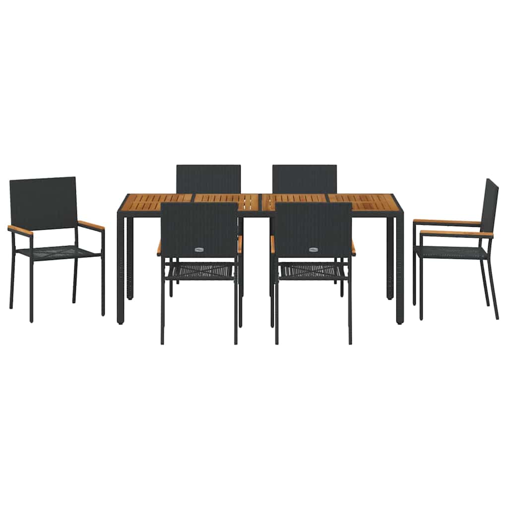 Garten Essgruppe 3 pcs Schwarz Poly-Rattan
