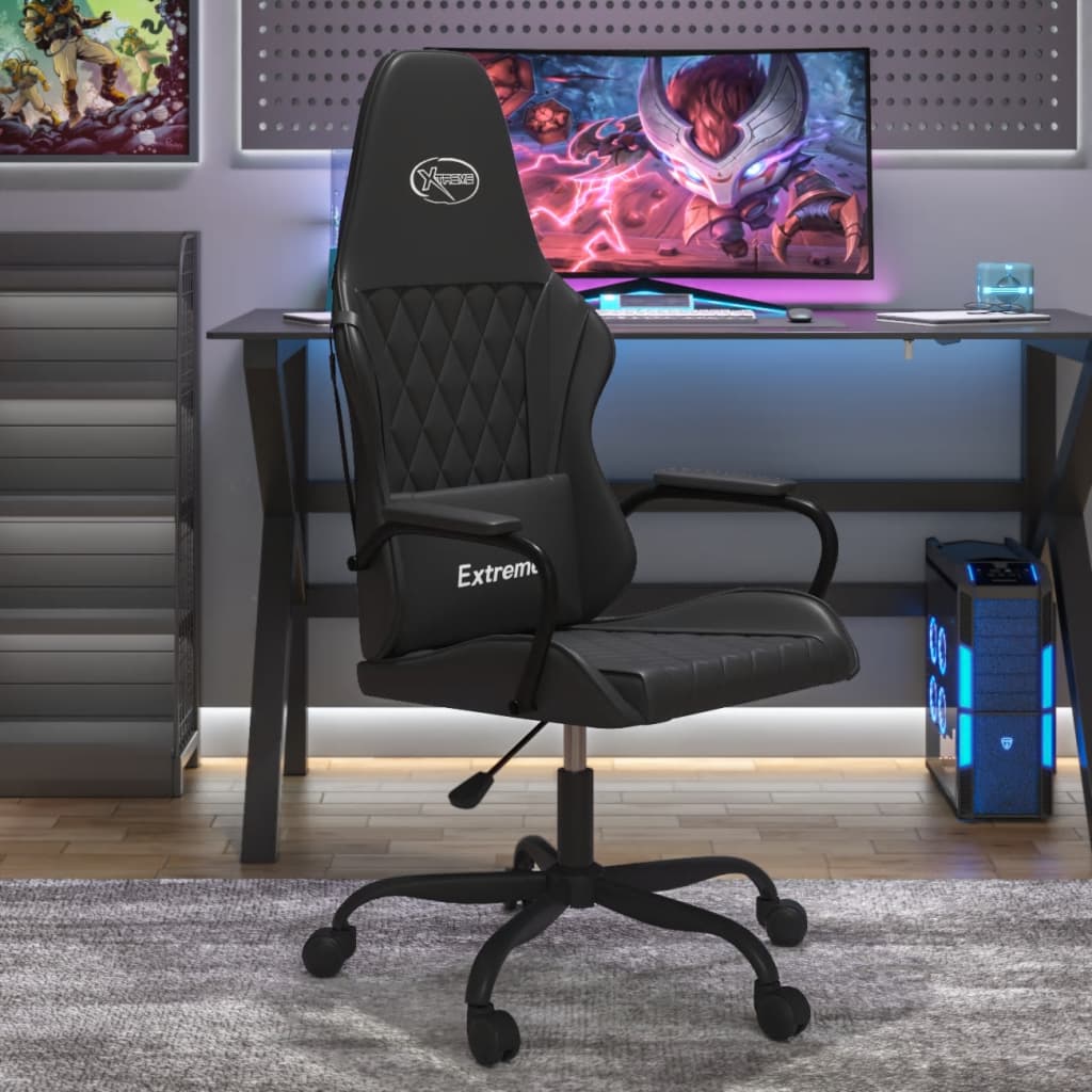 Gaming-Stuhl mit Massagefunktion Schwarz und Blau Kunstleder