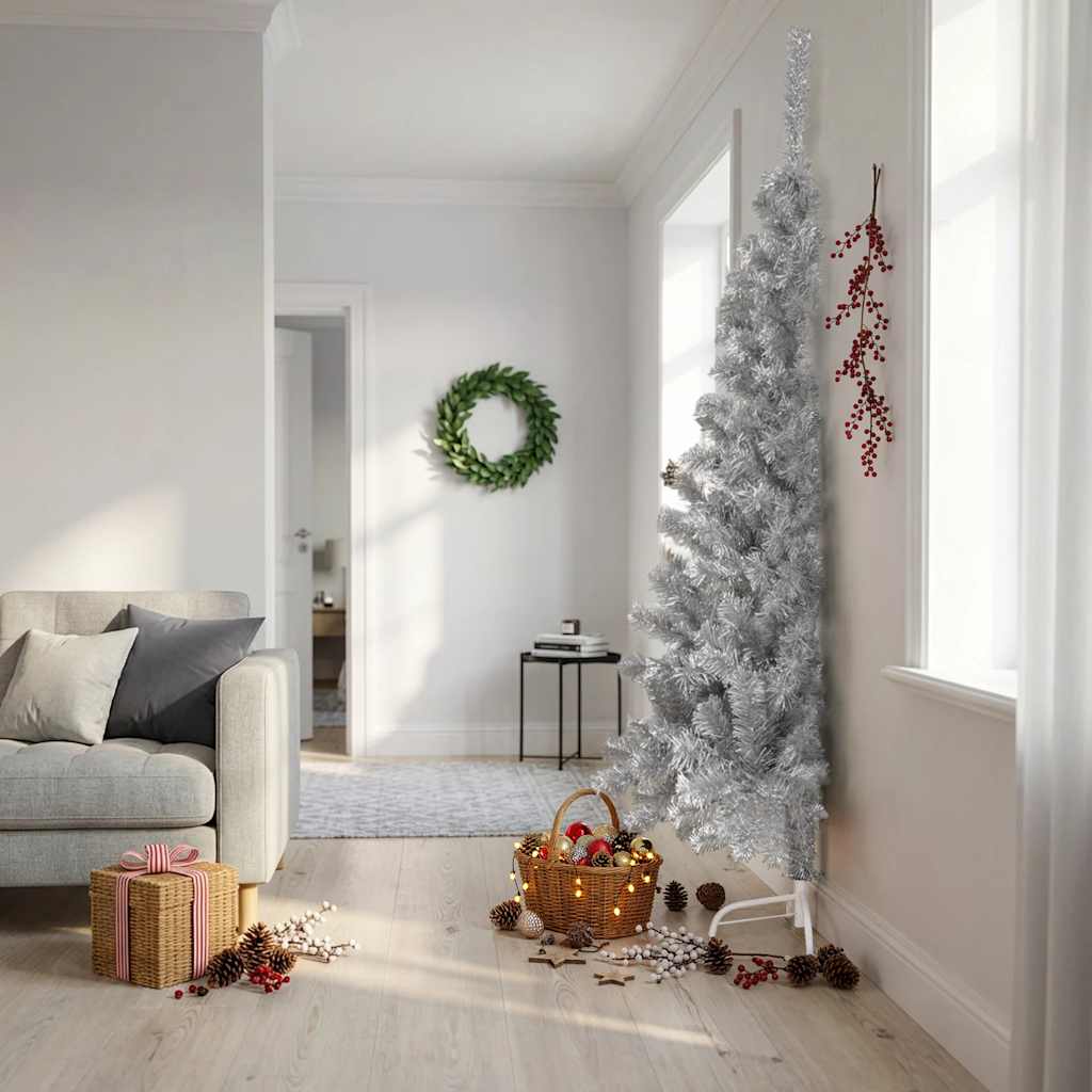 Künstlicher Halb-Weihnachtsbaum mit Ständer Grün 150 cm PVC