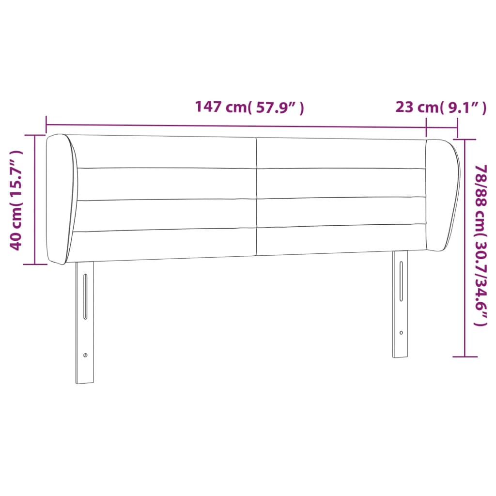 Kopfteil mit Ohren Dunkelblau 203x23x118/128 cm Samt