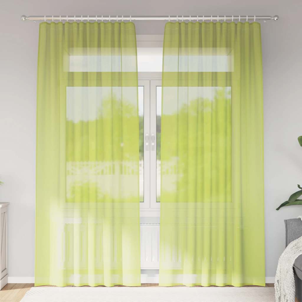 Voile Vorhänge mit Ösen 2 Stk. Apfelgrün 140x140 cm
