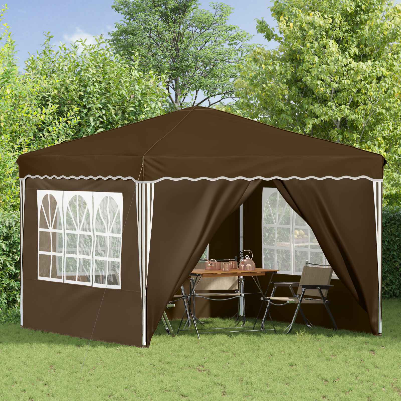 Pop-up Partyzelt 288 x 288 x 245 cm Creme Oxford-Stoff