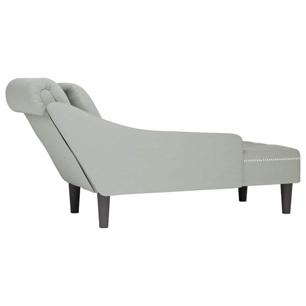 Chaiselongue mit Kissen und Rechter Armlehne Blau Samt