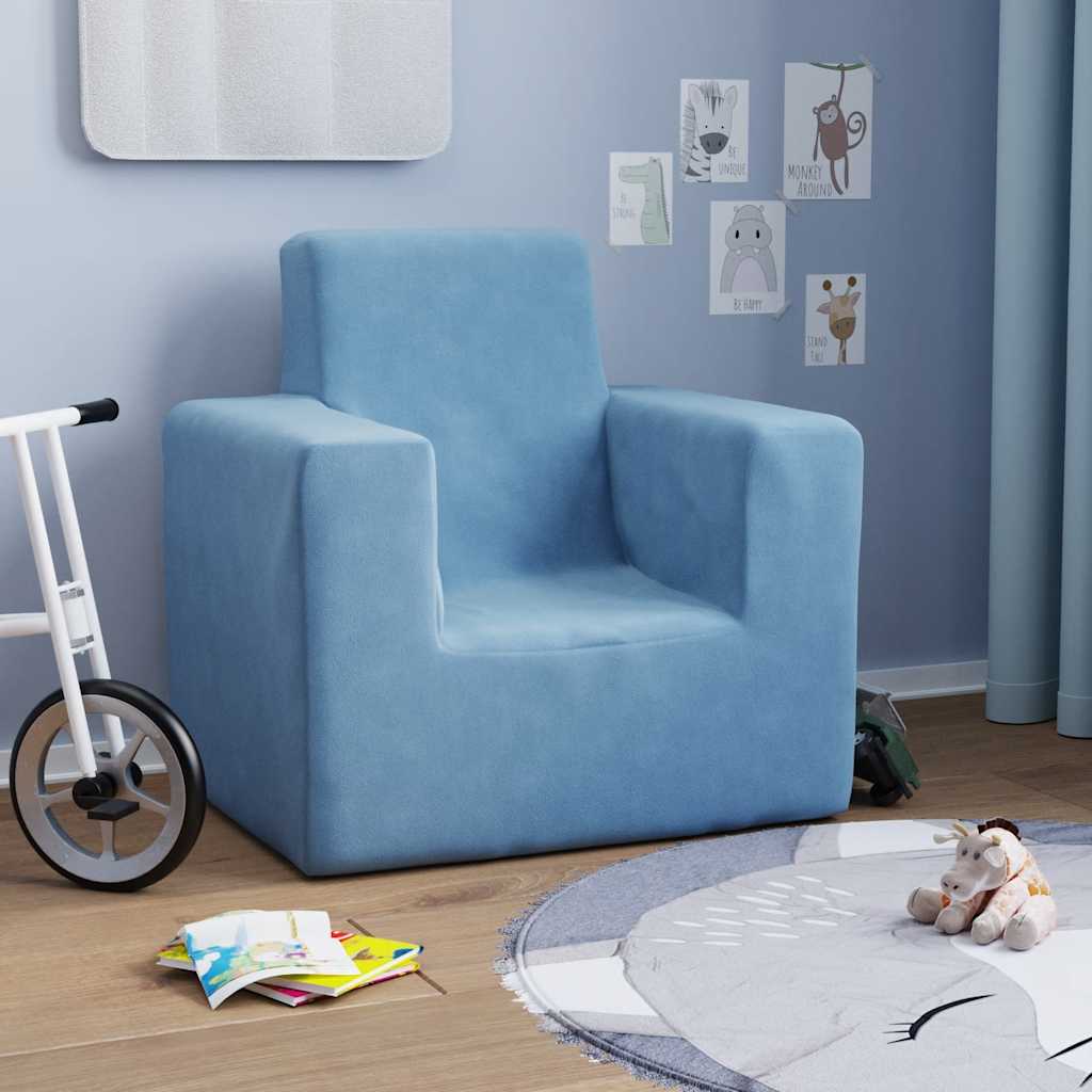 Kinder-Schlafsofa 2-Sitzer Hellgrau mit Sternen Weicher Plüsch