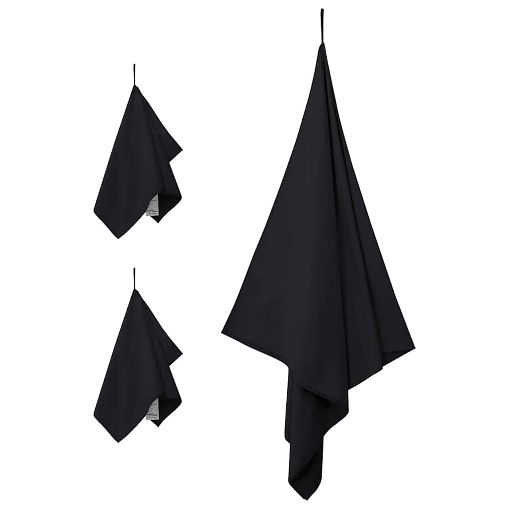 Sporthandtuch Set 3 pcs Schwarz Polyester und Polyamid