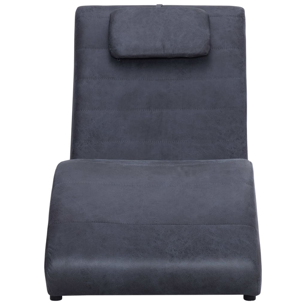 Chaiselongue mit Kissen Braun Wildleder-Optik