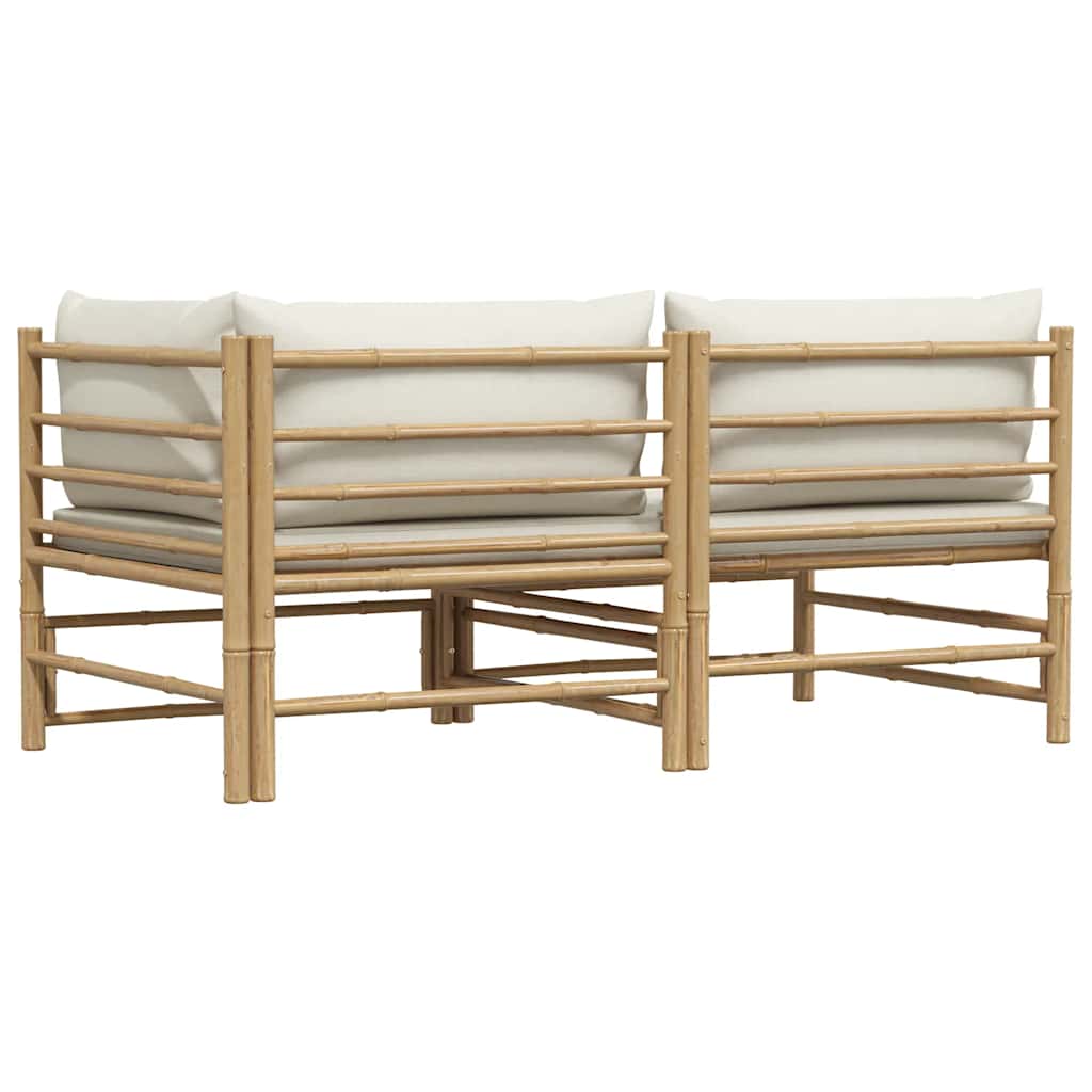 3-tlg. Garten-Lounge-Set mit Kissen Bambus