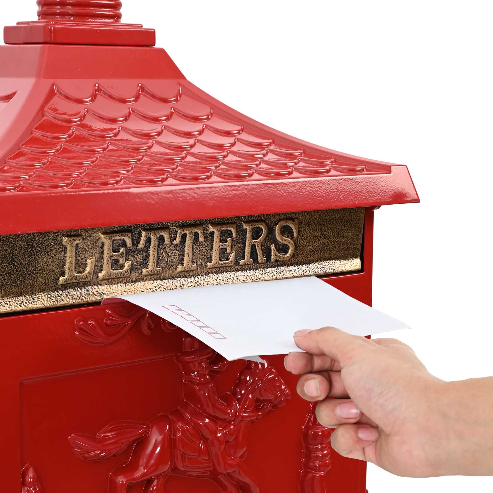 Stehender Briefkasten mit Speicher Schwarz 42,5 x 29,5 x 117 cm