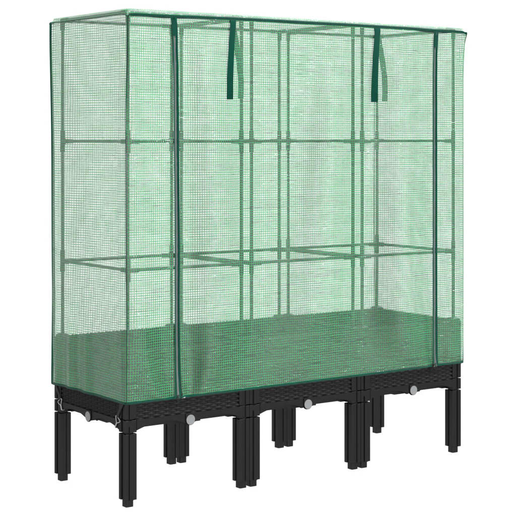 Hochbeet mit Gewächshaus-Aufsatz Rattan-Optik 40x40x140 cm