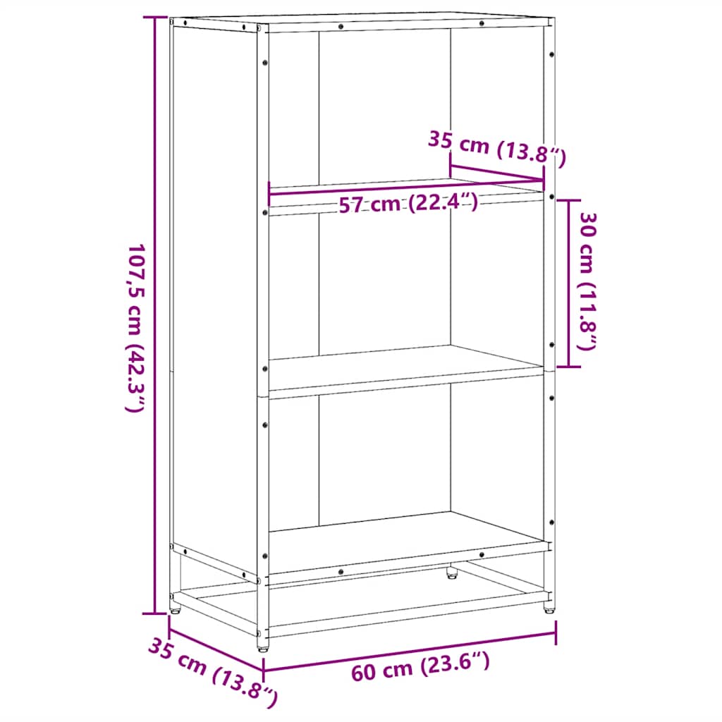 Bücherregal Schwarz 60x35x139 cm Holzwerkstoff