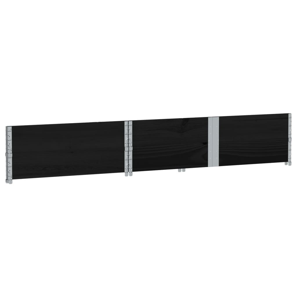 Paletten-Aufsatzrahmen Schwarz 80x60 cm Massivholz Kiefer