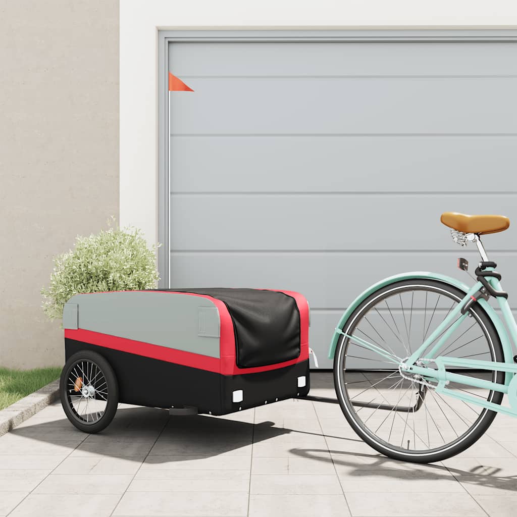Fahrradanhänger Schwarz und Rot 30 kg Eisen