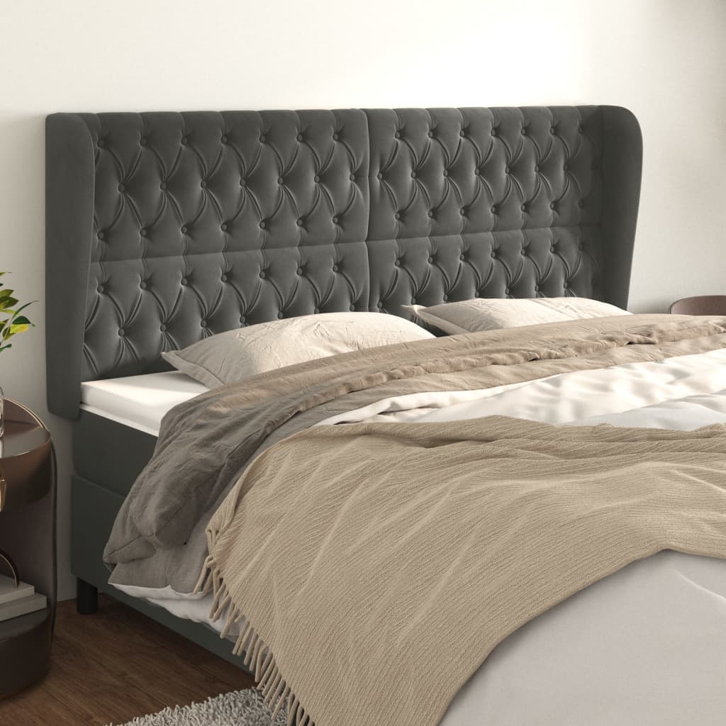 Kopfteil mit Ohren Dunkelblau 93x23x78/88 cm Samt