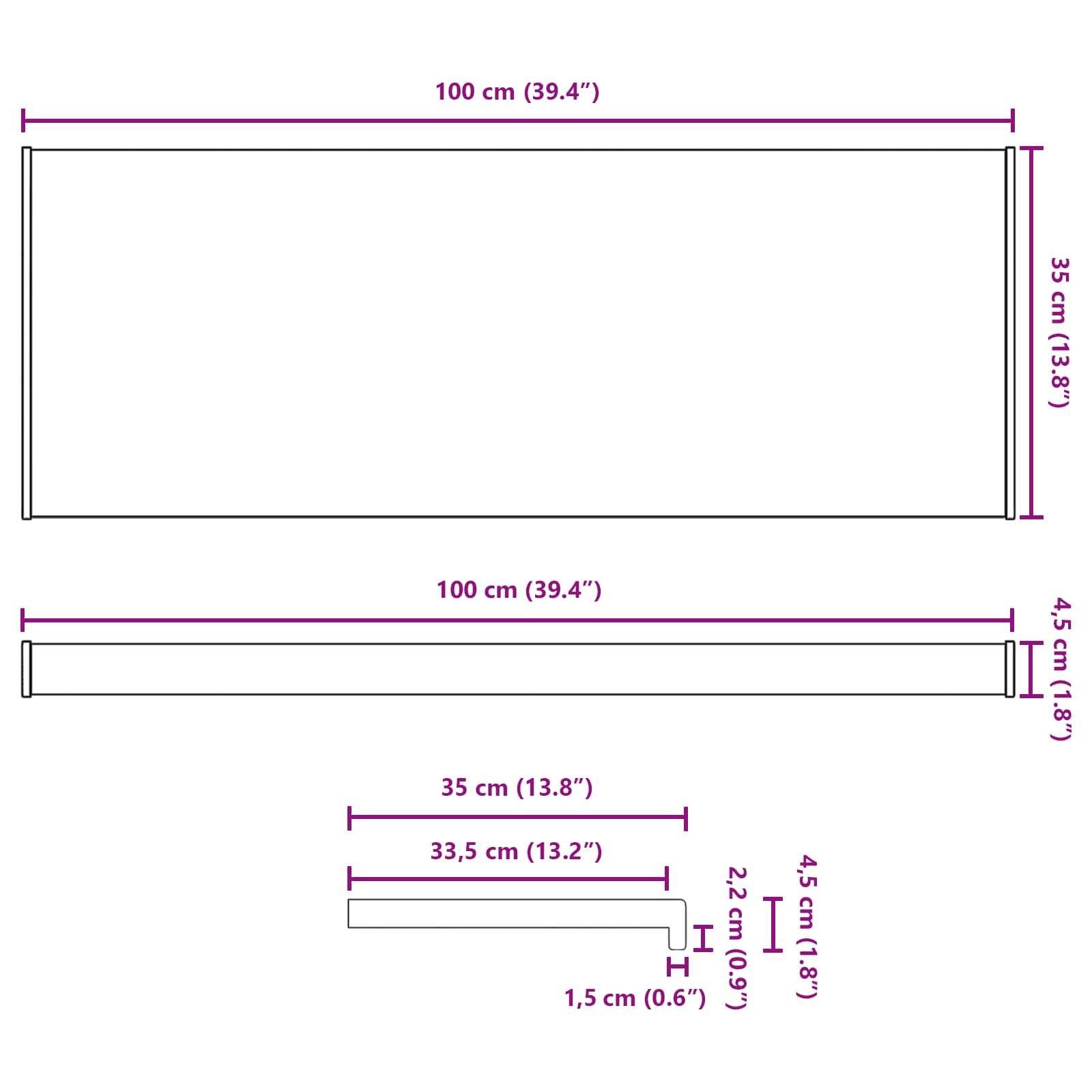 Fensterbank Weiß 60 x 10 x 4,5 cm PVC
