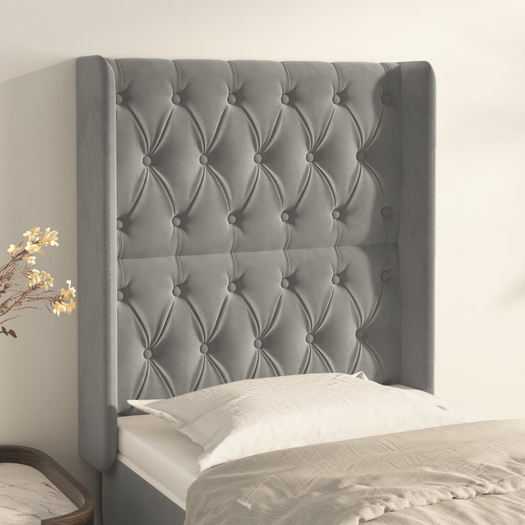 Kopfteil mit Ohren Dunkelblau 93x16x78/88 cm Samt