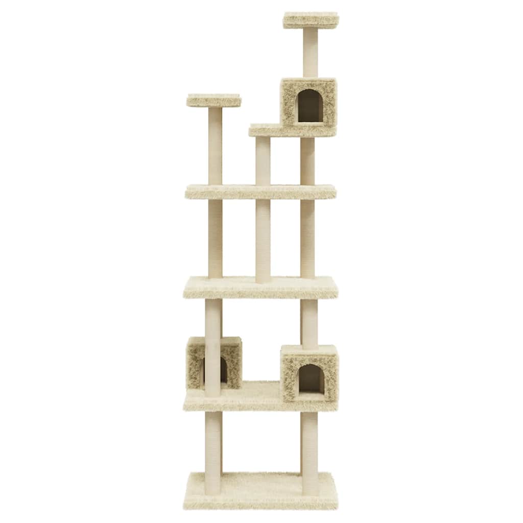 Kratzbaum mit Sisal-Kratzsäulen Creme 188 cm