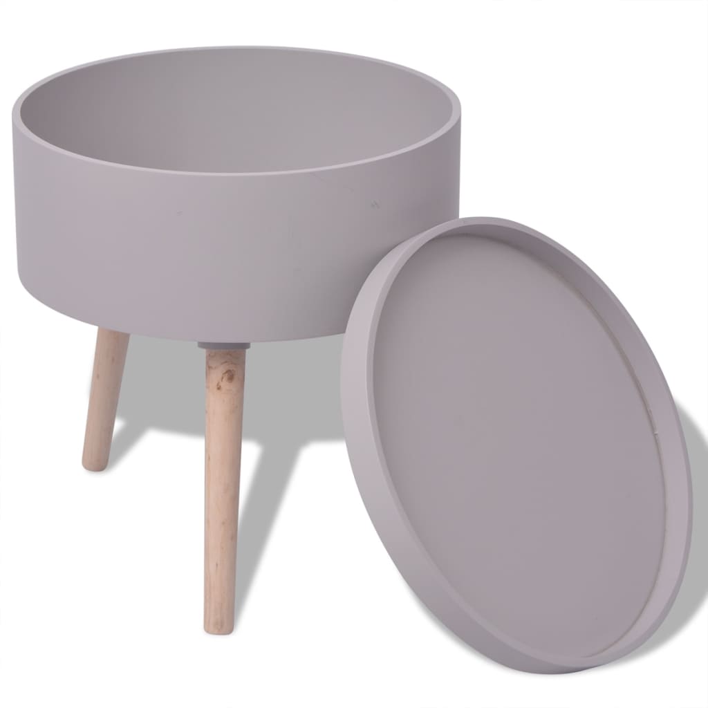 Beistelltisch mit Serviertablett rund 39,5x44,5 cm weiß