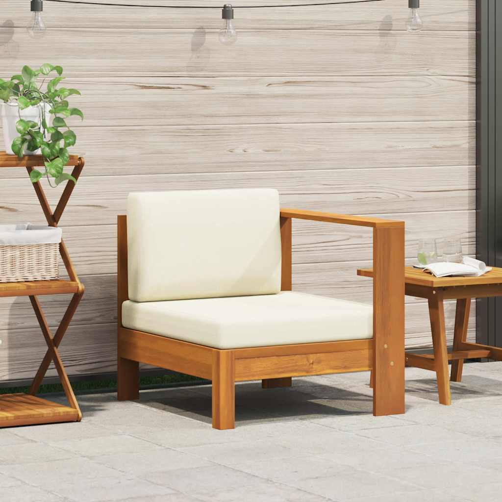 2-tlg. Garten-Lounge-Set mit Cremeweißen Kissen Akazienholz