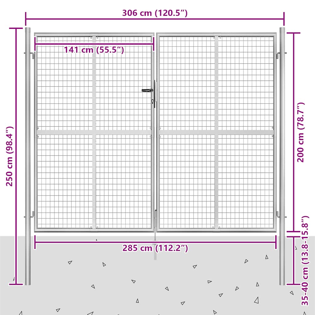 Gartentor verzinkter Stahl 100 x 75 cm Silber