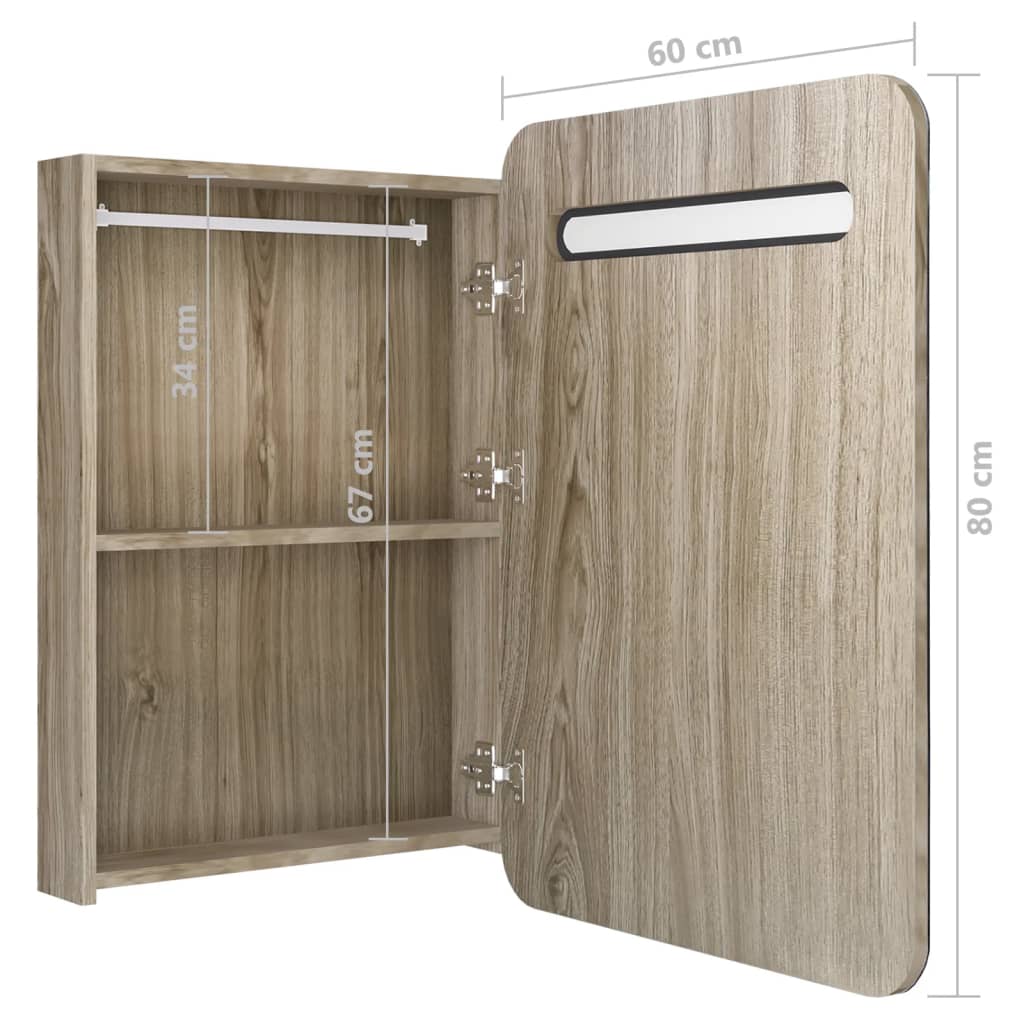 LED-Bad-Spiegelschrank Glänzendes Grau 60x11x80 cm