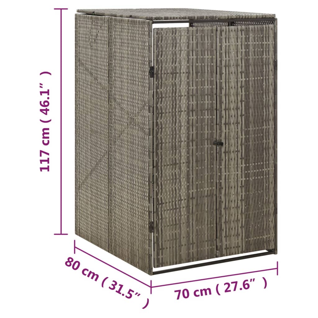 Mülltonnenbox für 1 Tonne Schwarz 70x80x117 cm Poly Rattan